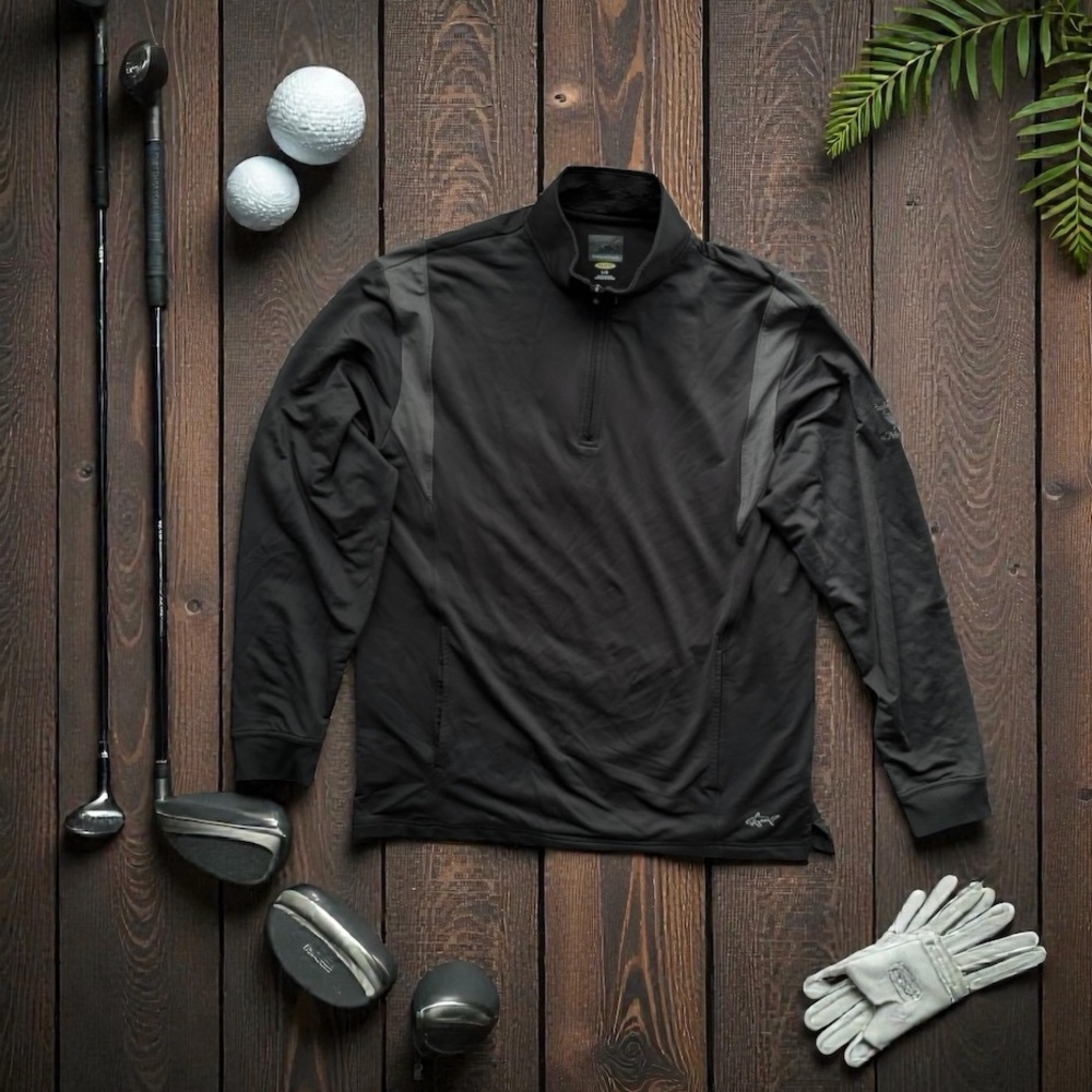 Greg Norman Collection PlayDry Black Quarter-Zip Jacket size Large